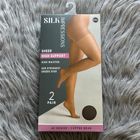 Silk Impressions High Support Sheer Tights Women Size XXL Coffee Bean High Waist - Picture 1 of 5